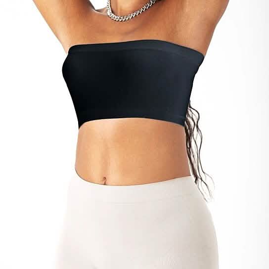 3-Pack: Women's Seamless Strapless Bandeau Crop Tube Top Bra Bralettes