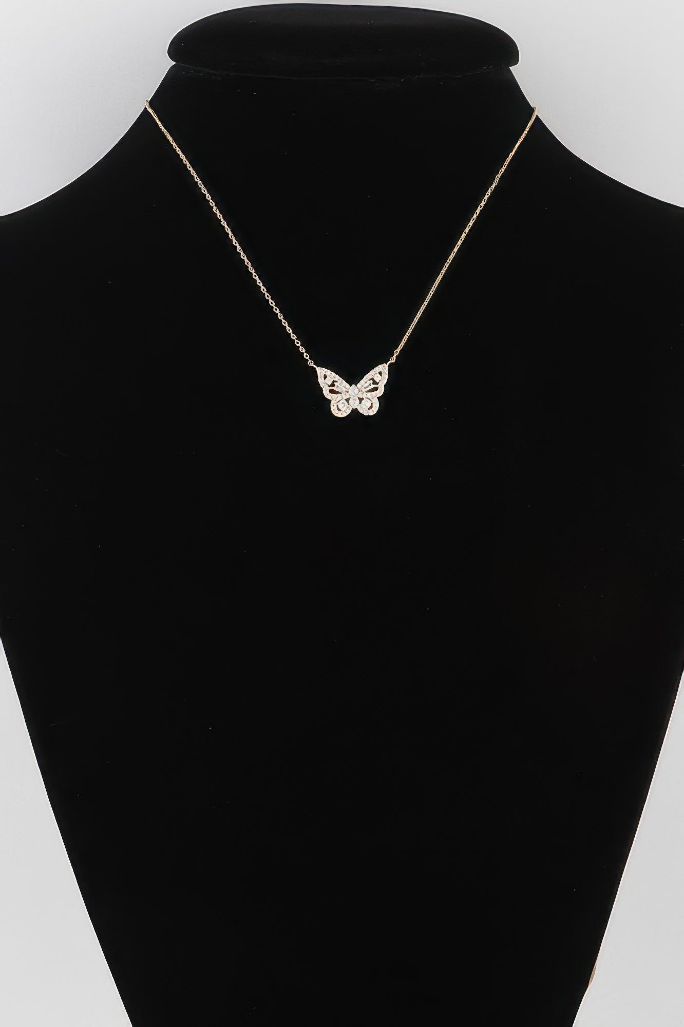 Rhinestone Butterfly Pendant Necklace