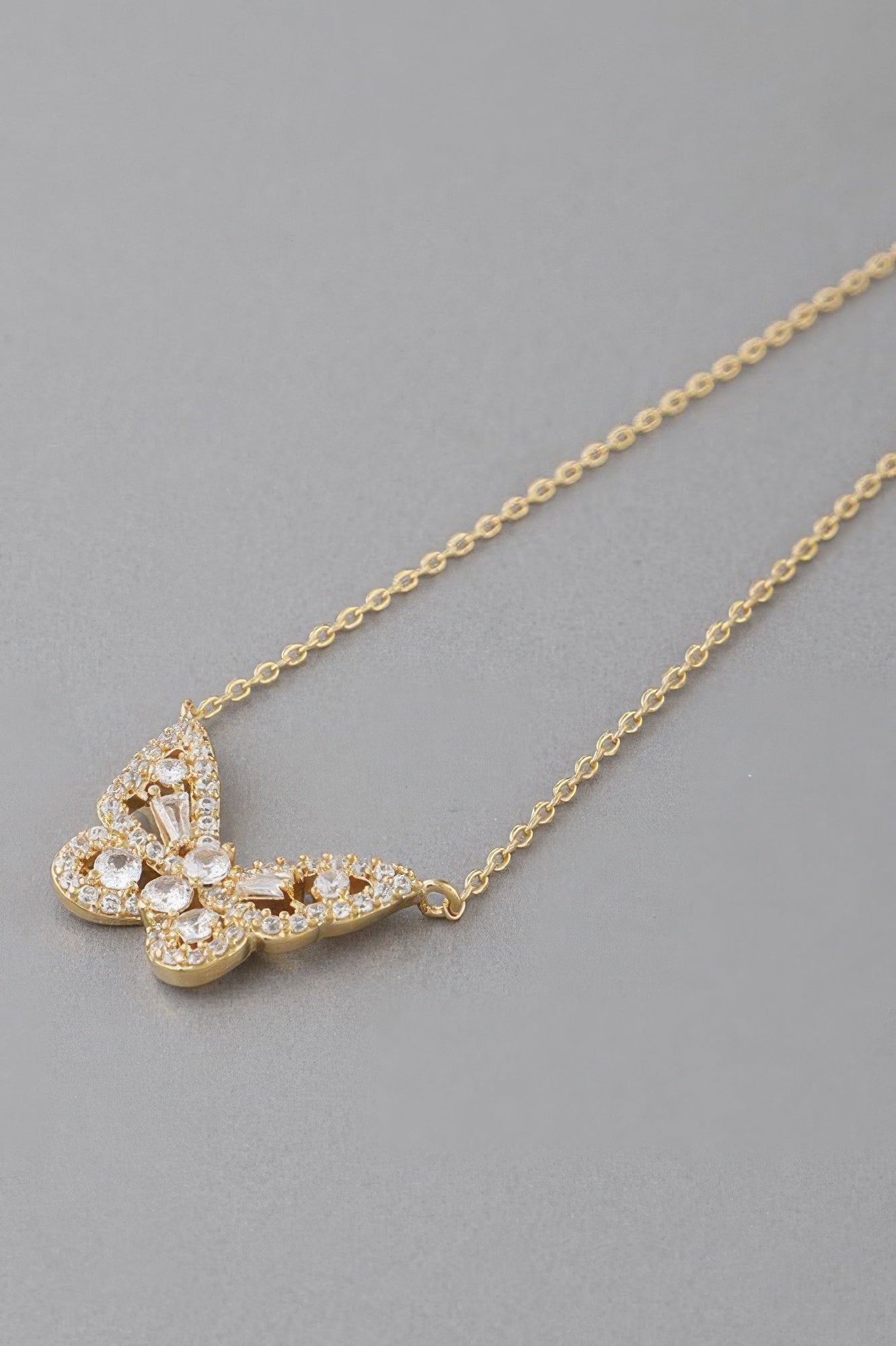 Rhinestone Butterfly Pendant Necklace