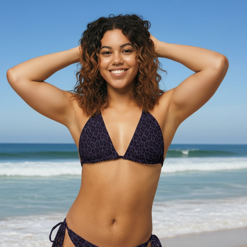 Purple Panther Print Recycled String Bikini