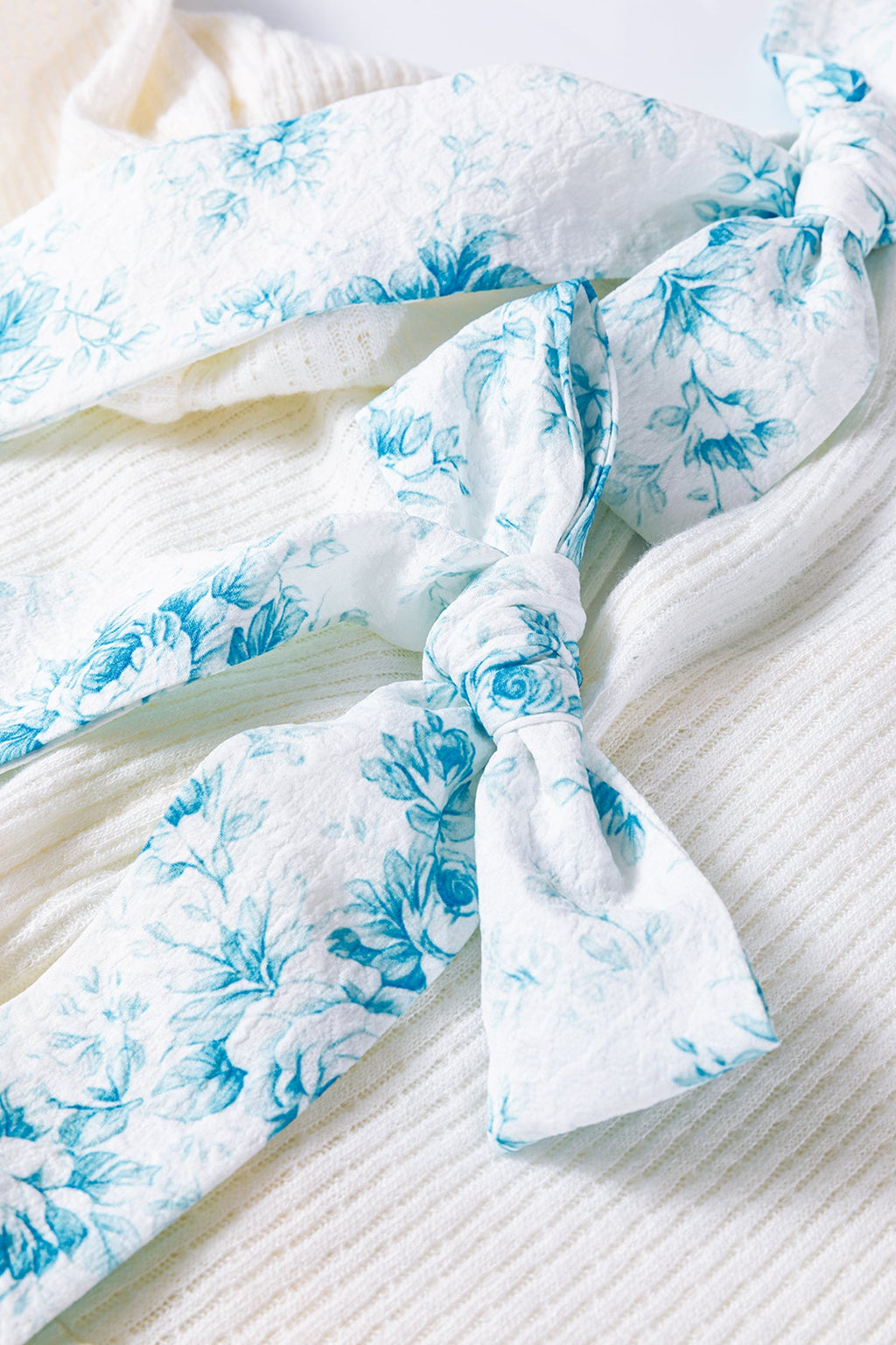 Floral Bow Tie Back Bubble Sleeve Peplum Top