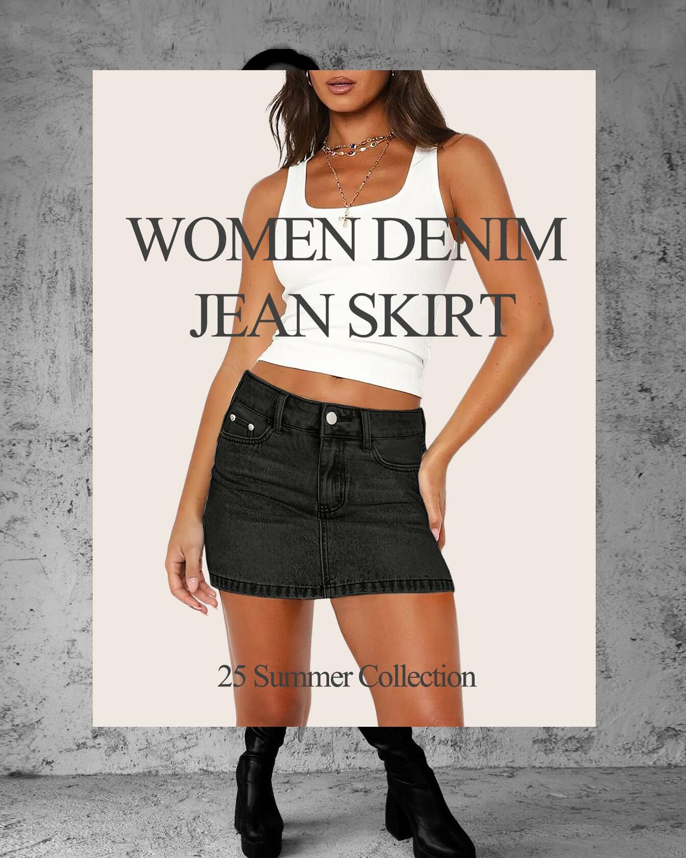 MONCCIZA Women's Denim Mini Jean Skirt Low Waist Blue Size One Size