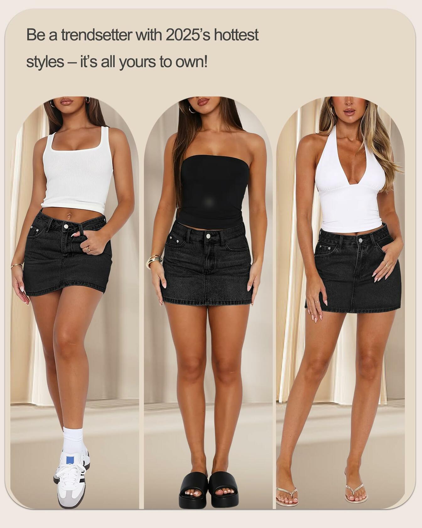 MONCCIZA Women's Denim Mini Jean Skirt Low Waist Blue Size One Size